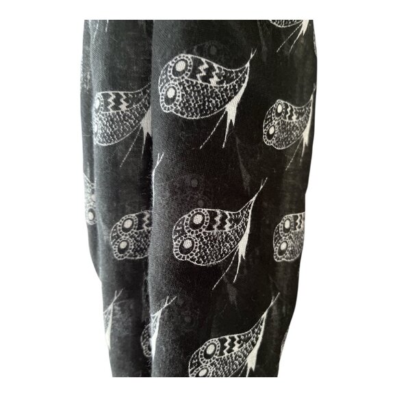 Copper Key Black Infinity Scarf with White Owl Print | 64” Loop | One Size Polye - Picture 3 of 4